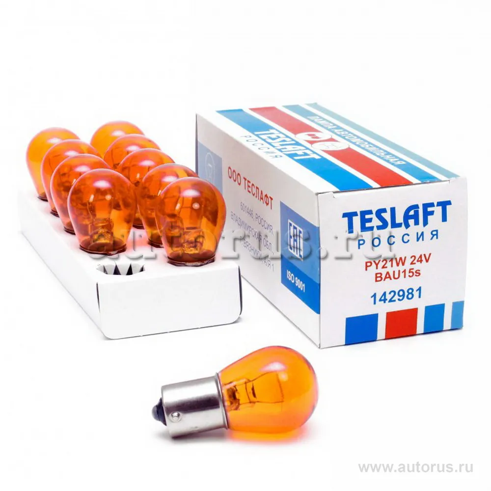 Лампа 24V PY21W 21W BAU15s Teslaft 1 шт. картон 142981