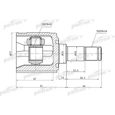 ШРУС внутренний левый 24x35x22 KIA SHUMA,II/SEPHIA,II/M PATRON PCV1170