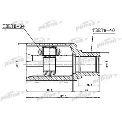 ШРУС внутренний правый 40X56X34 VOLKSWAGEN TIGUAN 07- PATRON PCV1757