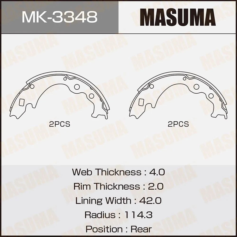 Колодки тормозные барабанные MASUMA MK-3348