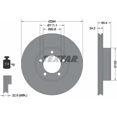 Диск тормозной передний стандартный DAIMLER/JAGUAR TEXTAR 92031600