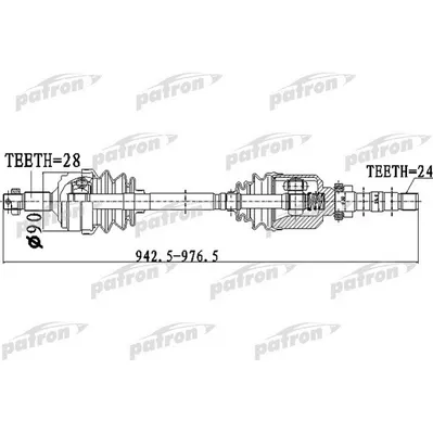 Полуось правая 28x942.5x58x24 CITROEN: XM 89-94, XM BREAK PATRON PDS0050