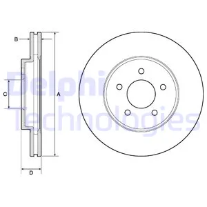 Диск тормозной передний FORD MAVERICK/MAZDA TRIBUTE 04->/VENT.D=303MM DELPHI BG4120