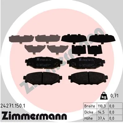 Колодки тормозные ДИСКОВЫЕ ZIMMERMANN 242711501