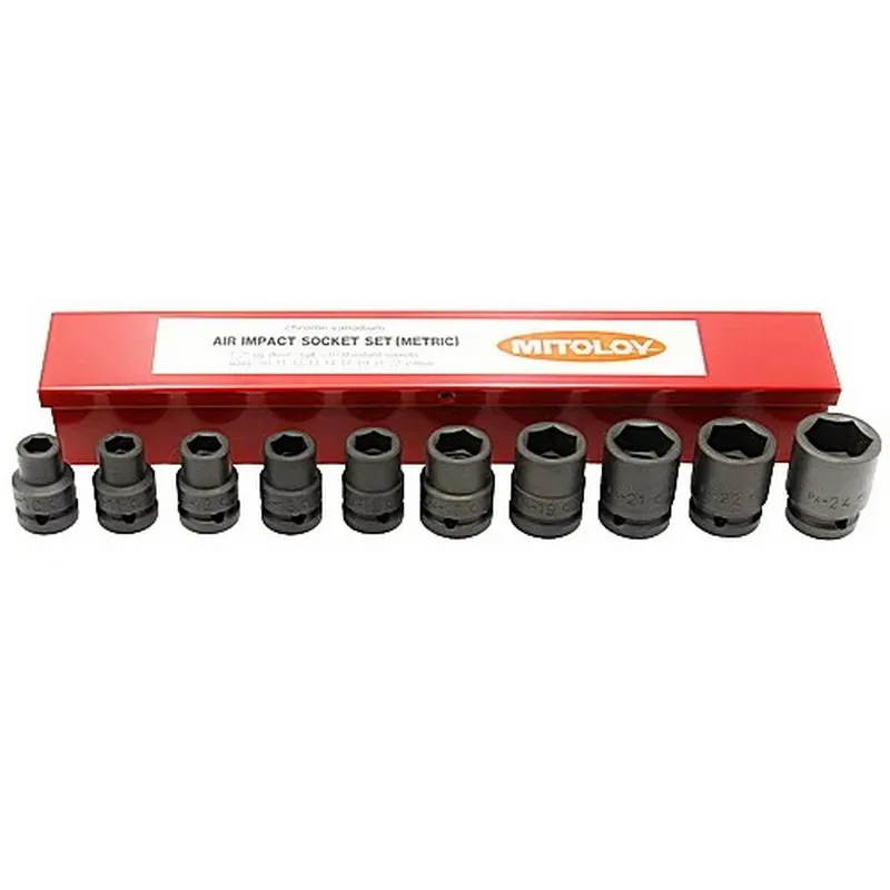 Набор ударных головок 1/2 дюйма коротких 10-24 мм Mitoloy, 10 штук Mitoloy PS410M