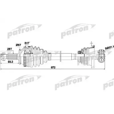 Полуось лев RENAULT: MASTER II автобус 2.5 D/2.8 dTI 98- PATRON PDS1407