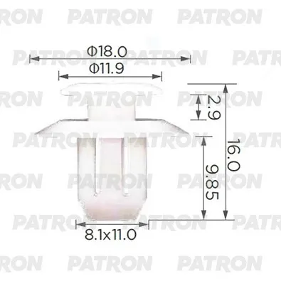 Клипса пластмассовая Toyota, Lexus применяемость: Крепление молдинг/обш PATRON P37-3783