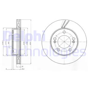 Диск тормозной передний SSANG YONG ACTION/REXTON/KYRON/VENT.D=294MM DELPHI BG4206