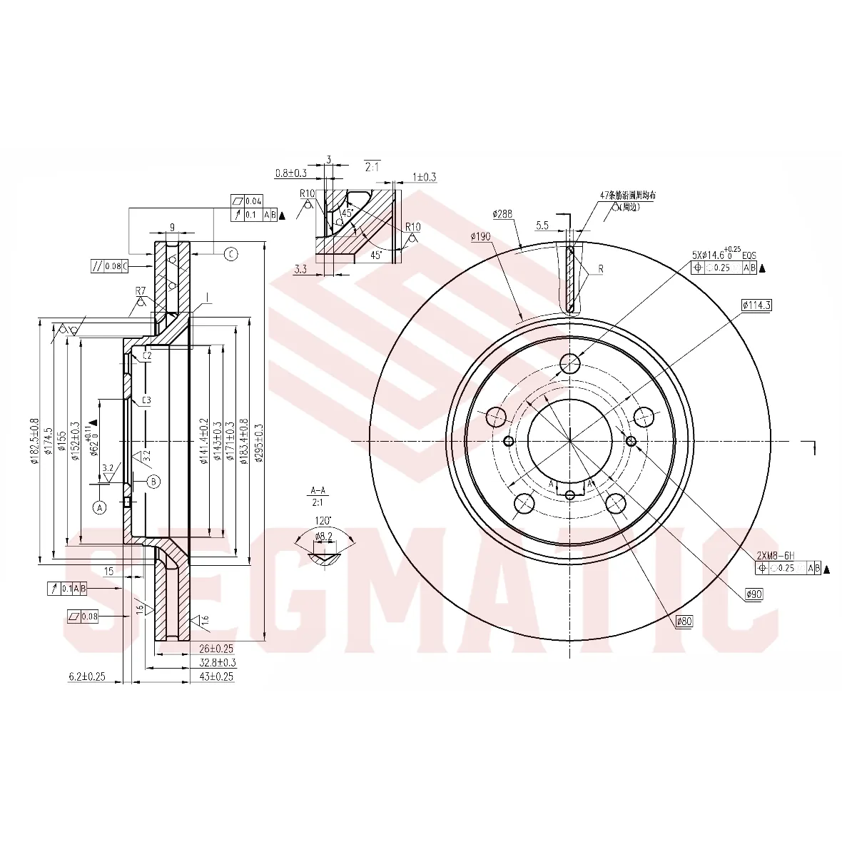 Диск тормозной передний вент TOYOTA AVENSIS (2009) SEGMATIC SBD30093531