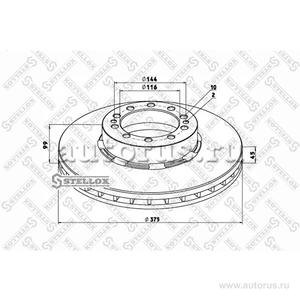Диск тормозной RVI 375X45/99 STELLOX 8500704_SX