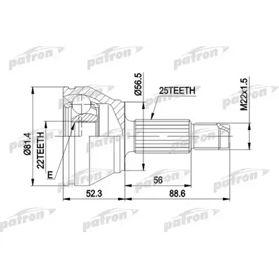 ШРУС наружн к-кт 25x56.5x22 FORD: FIESTA 95-00 PATRON PCV1192