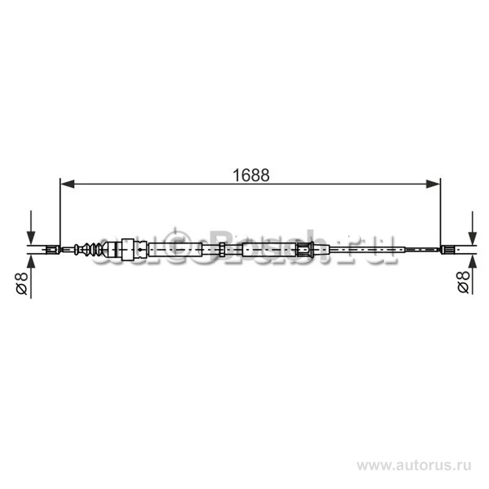 Трос ручного тормоза VAG A3/G4/OCTAVIA 1688 мм