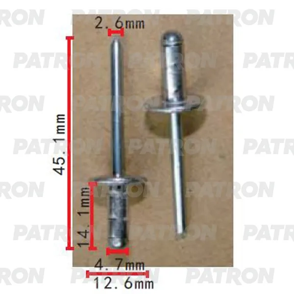 Заклепка металлическая Применяемость: Заклепка D=4.7mm универсальная PATRON P37-2266