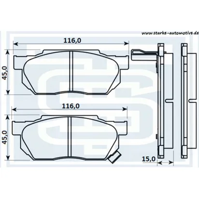Колодки тормозные перед. HONDA CIVIC IV / CRX II STARKE 179-793