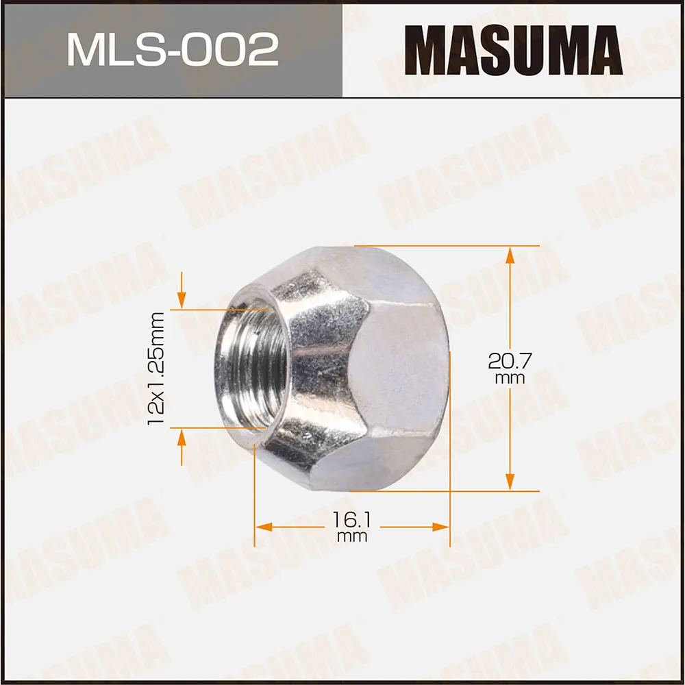 Гайка колесная 12x1.25 / под ключ=21 мм MASUMA MLS-002