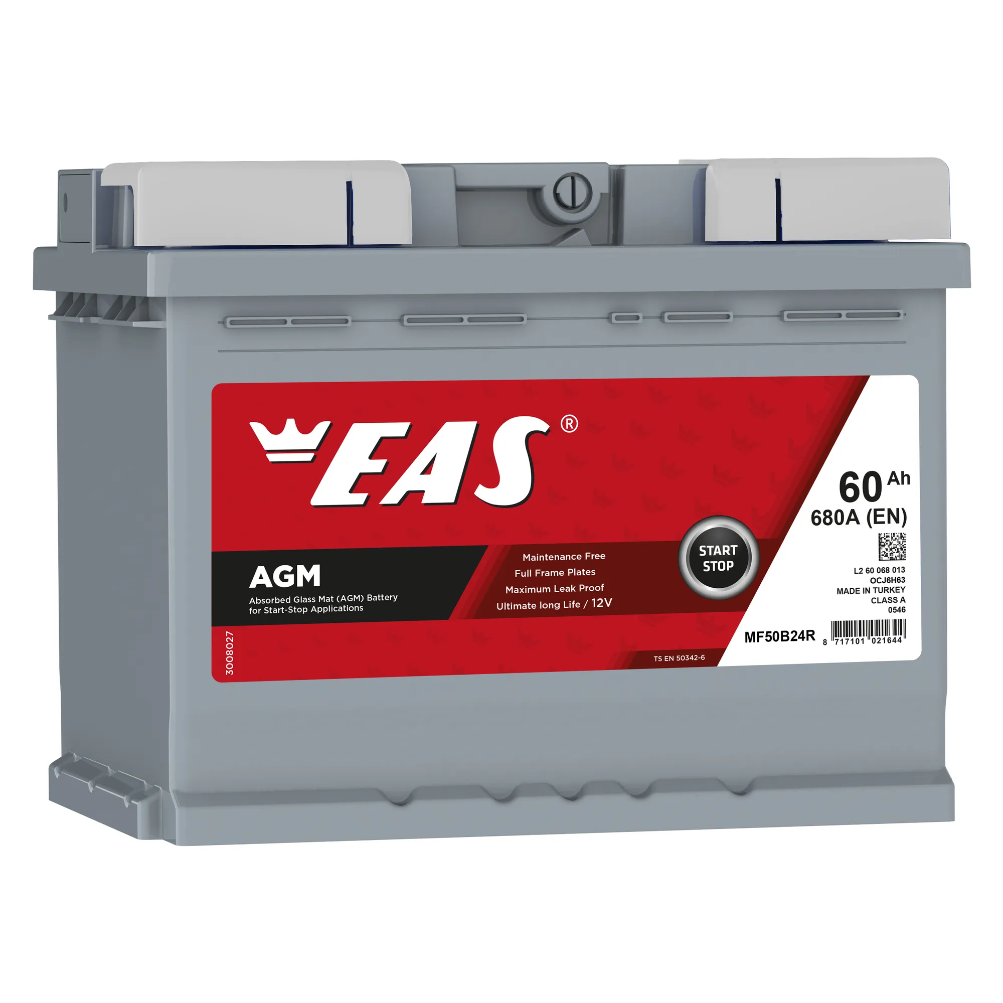 Аккумулятор EAS AGM 60 А/ч Обратная 242x175x190 EN680 А