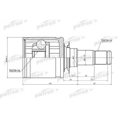 ШРУС внутренний 34x47x30 TOYOTA LAND CRUISER 200 UZJ200 PATRON pcv1449