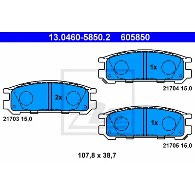 Тормозные колодки зад. Subaru Impreza 92-00 ATE 13.0460-5850.2