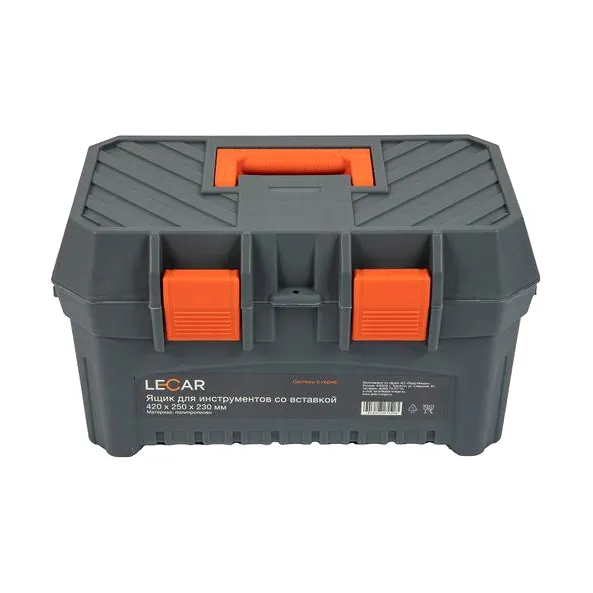 Ящик для инструментов LECAR 16,5' со вставкой, 420х250х230 мм. LECAR LECAR000074306