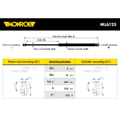 Амортизатор багажника MONROE ML6125