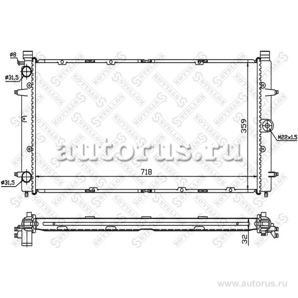 Радиатор системы охлаждения VW T4 1.8-2.5TDi 91> STELLOX 10-25008-SX