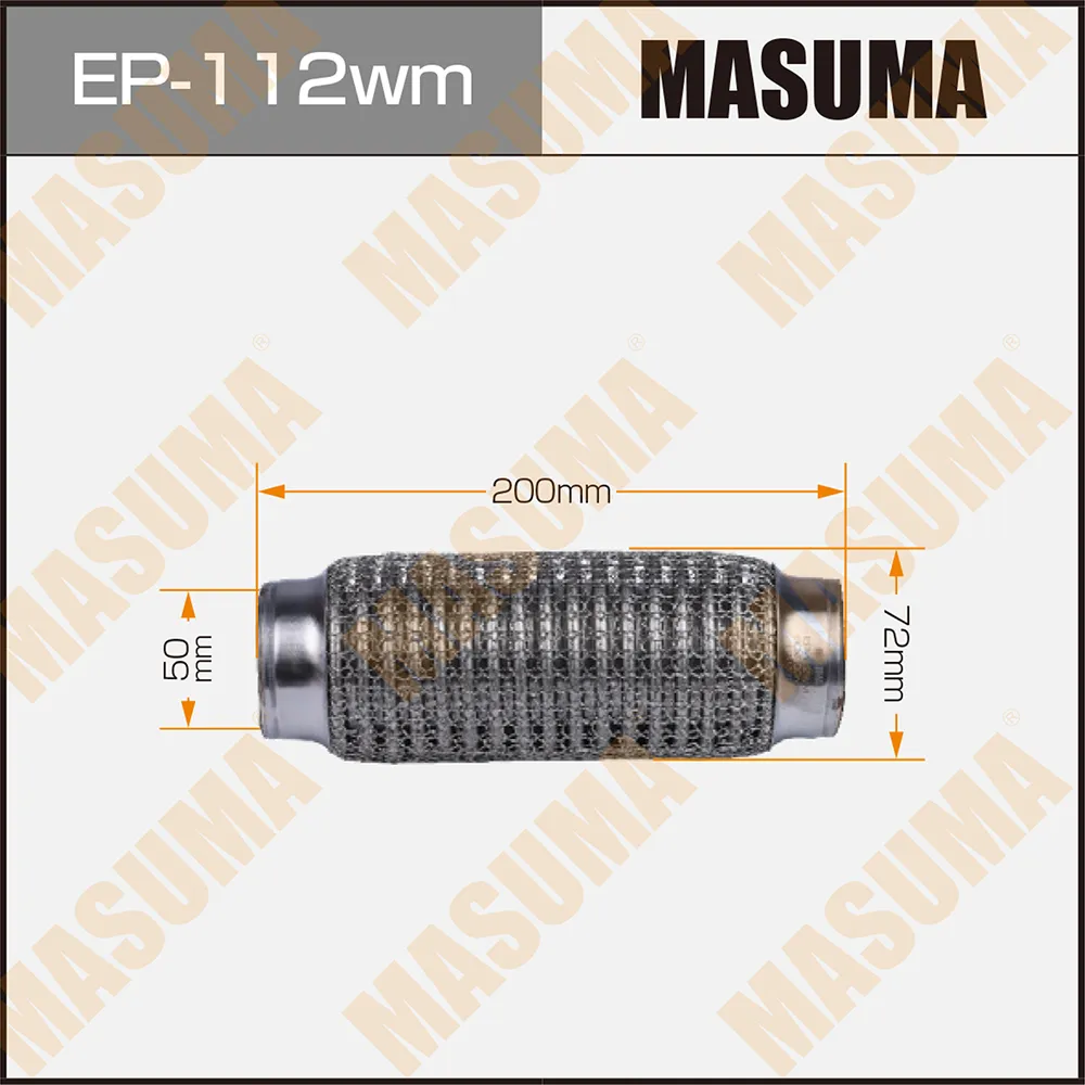 Гофра глушителя 3-х слойная 50х200 3-х слойная, wiremesh, interlock, 50х200 MASUMA EP-112wm