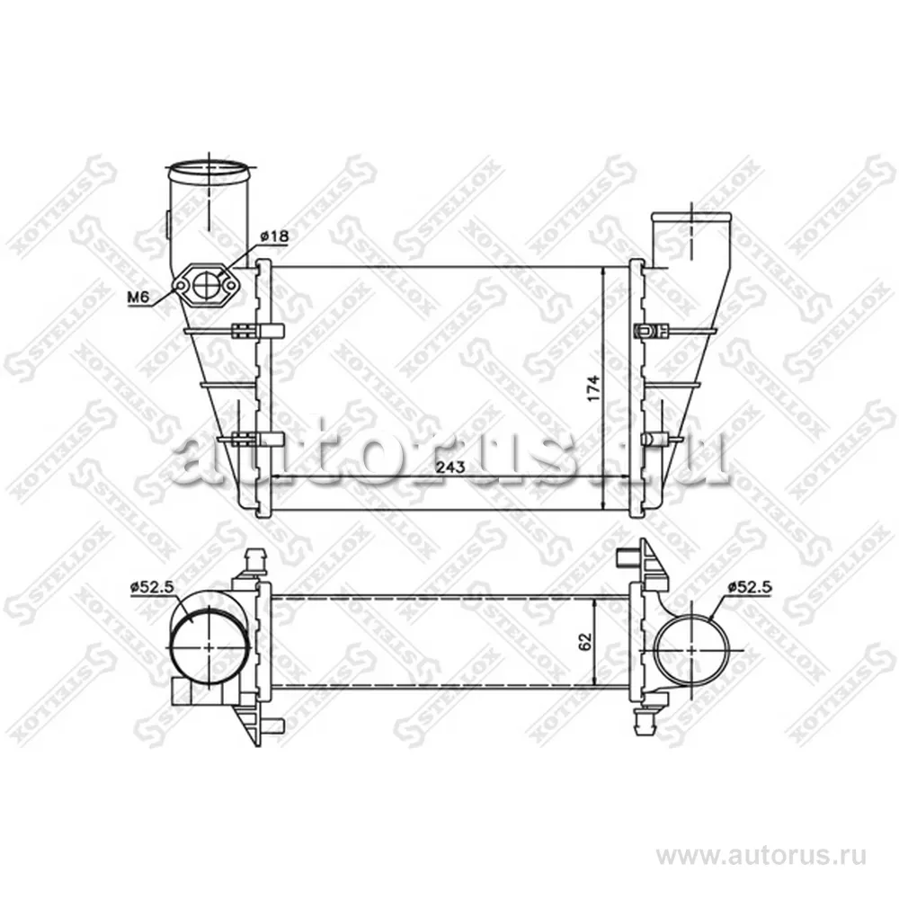 Интеркулер VW Passat, Audi A4/A6 1.8T/1.9TDi 95-01 STELLOX 10-40081-SX
