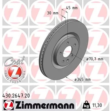 Диск тормозной передний ZIMMERMANN 430.2647.20