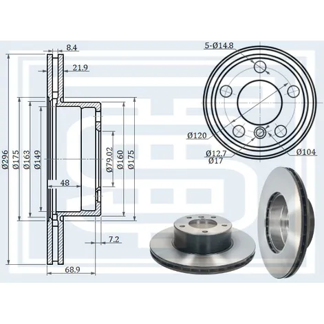 Диск тормозной BMW E39 передний STARKE 171-964