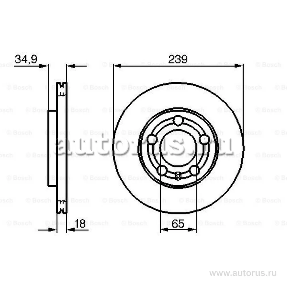 Диск тормозной передний BOSCH 0 986 479 036