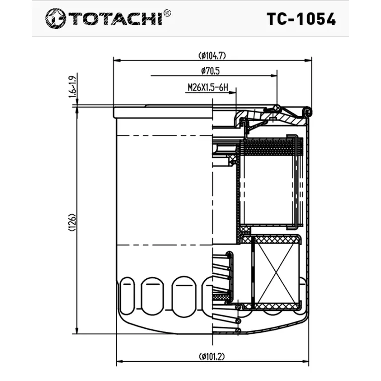 Фильтр масляный TOTACHI TC-1054 C-306 MD069782 MANN WP 928/81, WP 928/83 TOTACHI TC-1054