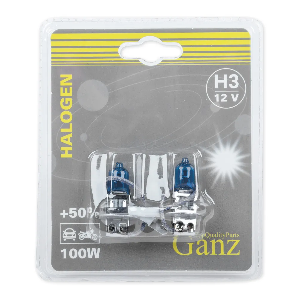 Лампа 12V H3 100W +50% PK22s 5000К GANZ 2 шт. блистер GIP06051