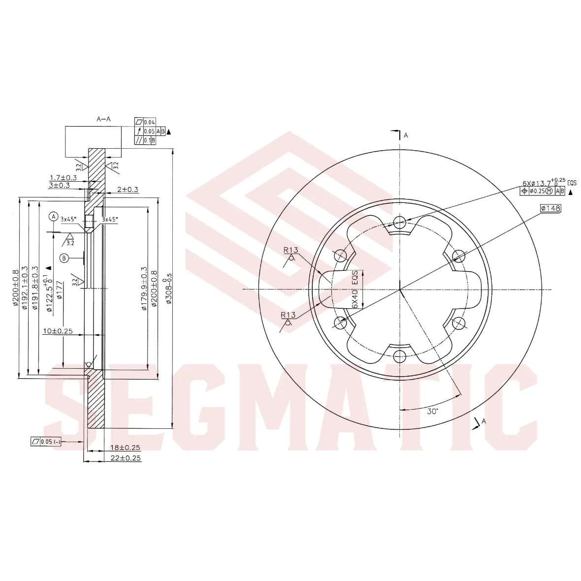 Диск тормозной задний FORD TRANSIT (2014) SEGMATIC SBD30093523