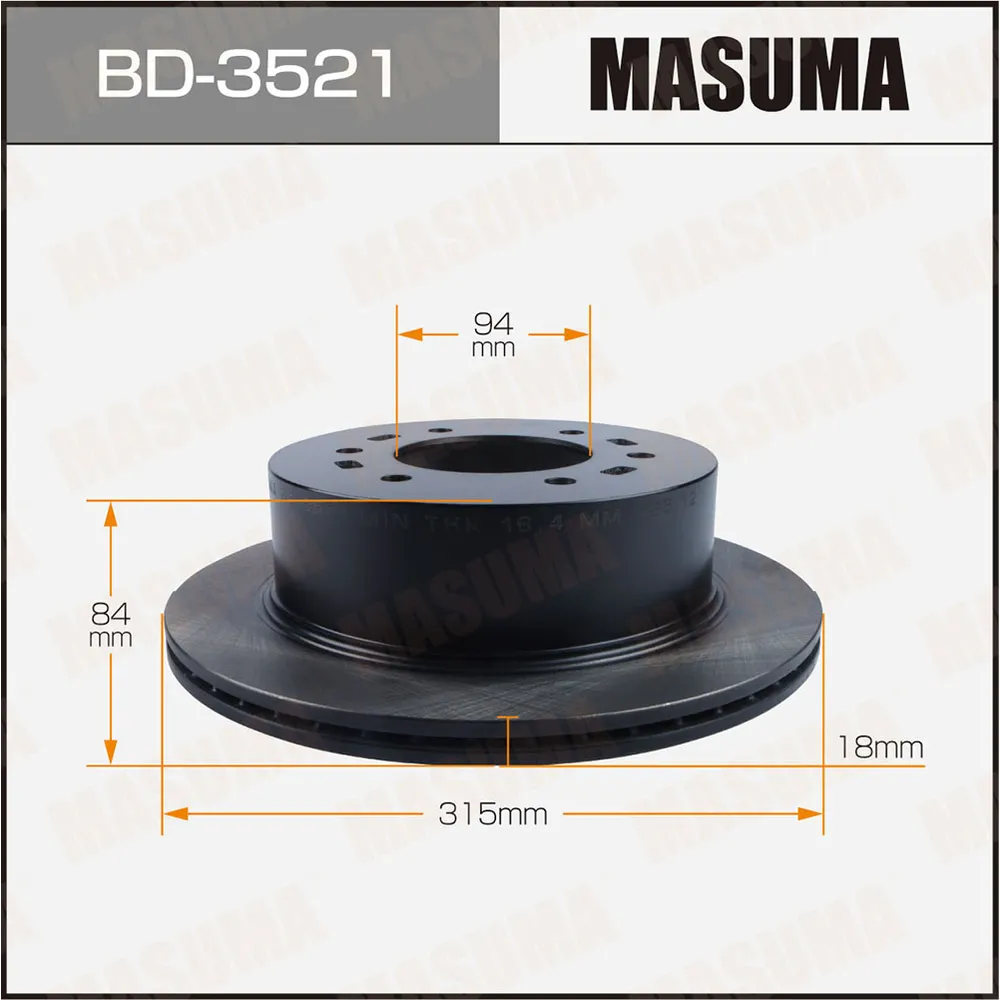 Диск тормозной MITSUBISHI PAJERO SPORT -15 задн. MASUMA BD3521