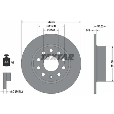 Диск тормозной задний с покрытием PRO AUDI/SEAT/SKODA/VOLKSWAGEN TEXTAR 92120903
