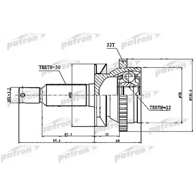 ШРУС наружный задний 30X58X22 HYUNDAI SANTA FE (CM) 200 PATRON PCV1751