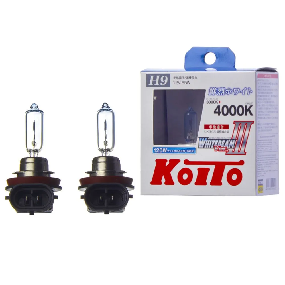 Лампа 12V H9 65W PGJ19-5 4000K KOITO Whitebeam 2 шт. картон P0759W