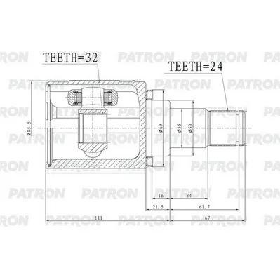 ШРУС внутр. TOYOTA Camry ACV51/ASV5/AVV50/GSV50 11- PATRON PCV2172