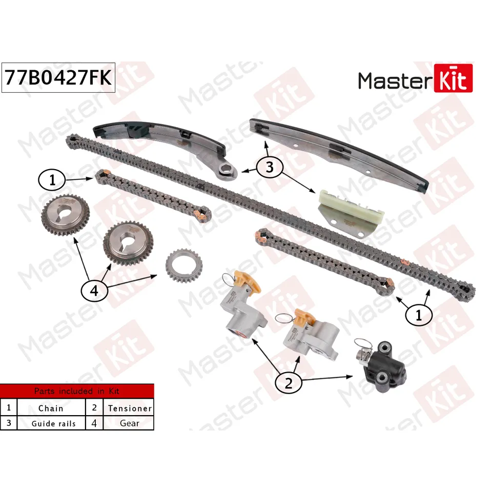 Комплект цепи ГРМ NISSAN/INFINITI VQ40DE MASTERKIT 77B0427FK