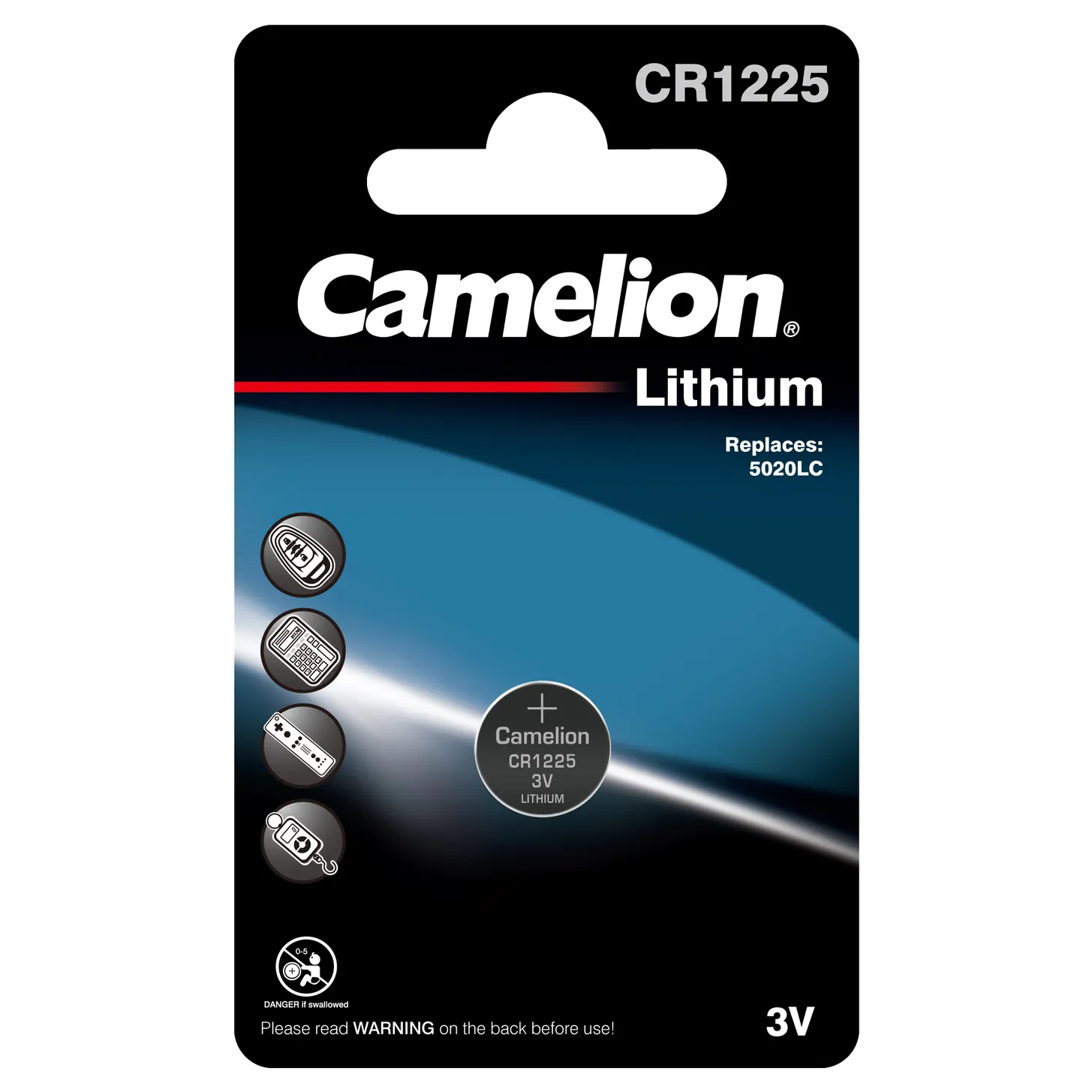 Батарейка литиевая Camelion Lithium CR1225 3V (1 шт) CR1225-BP1
