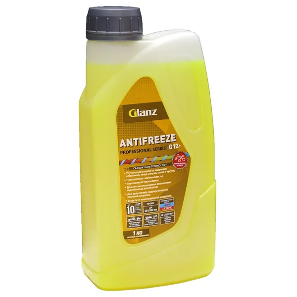 Антифриз GLANZ antifreeze Professional Series G12++ готовый -40C желтый 1 кг GL-013