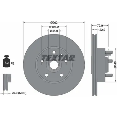 Диск тормозной передний стандартный VOLVO TEXTAR 92031300