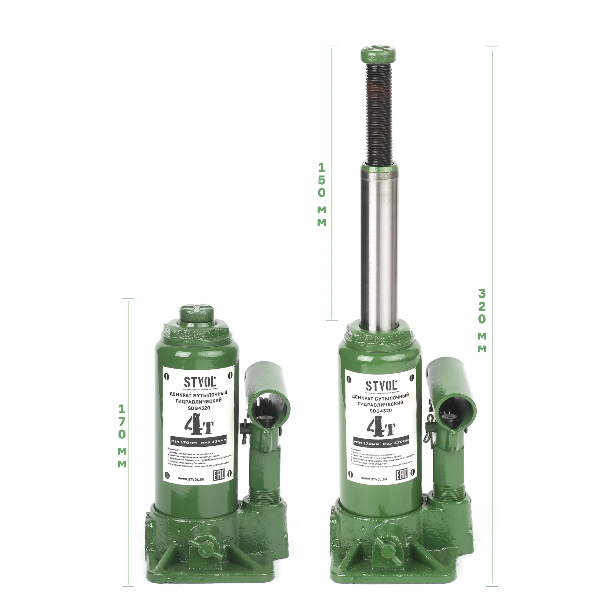 Домкрат бутылочный 4т (170-320 мм) STVOL STVOL SDB4320