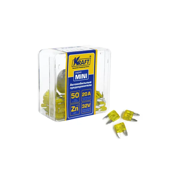 Набор предохранителей 20А (MINI 50шт) пласт.кор. KRAFT KT870013