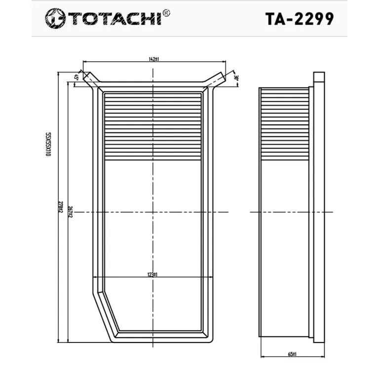 Воздушный фильтр TOTACHI TA-2299 16 54 676 74R C 27 029 TOTACHI TA-2299