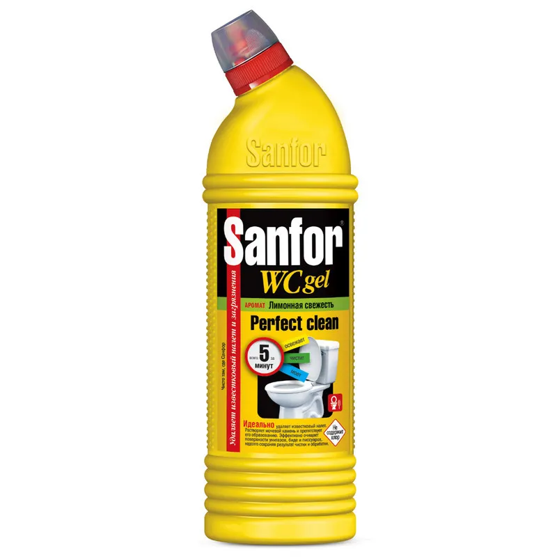 Средство для сантехники SANFOR WС гель 750 г, лимонная свежесть 776752
