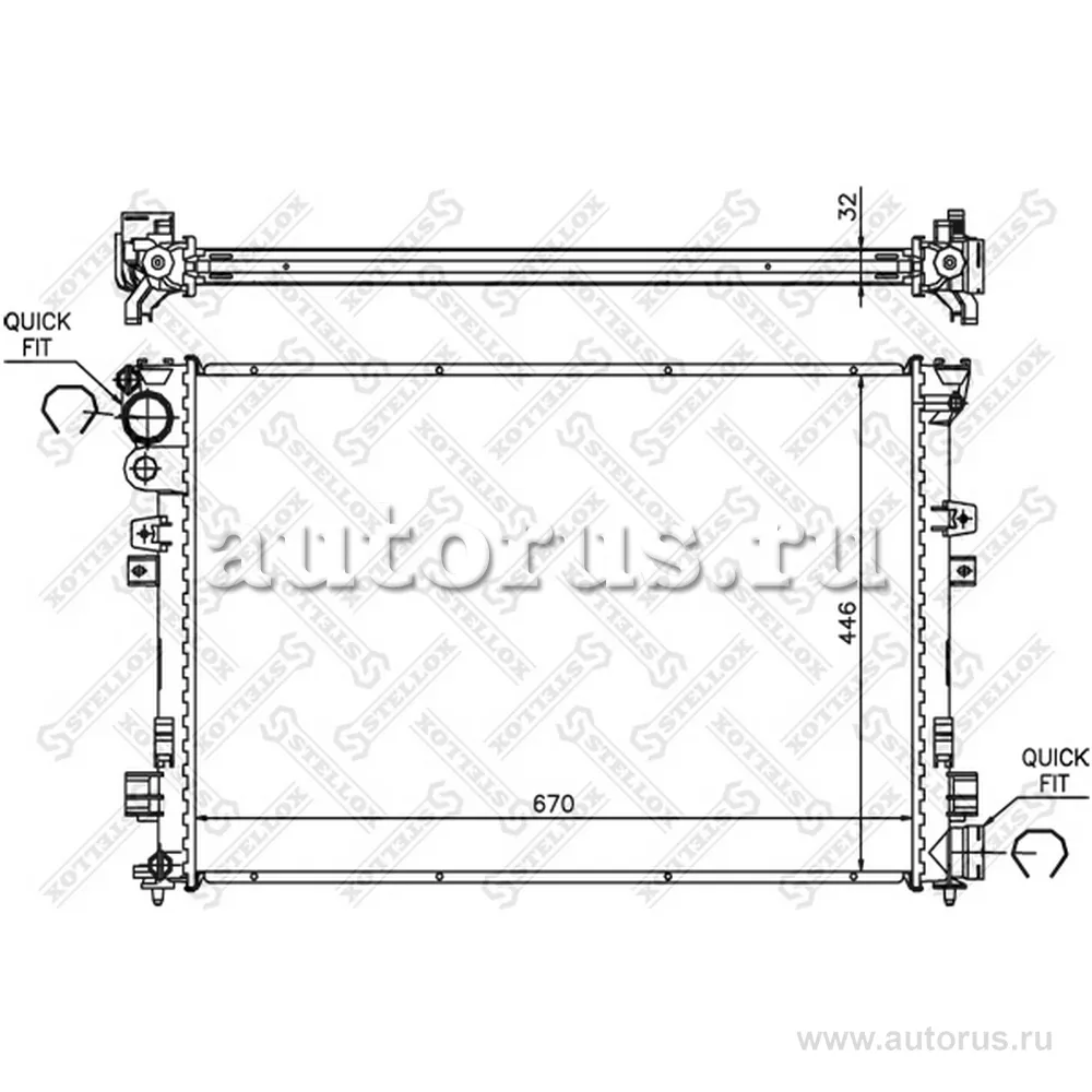 Радиатор системы охлаждения Peugeot 806, Fiat Scudo 1.9D/TD/2.1TD STELLOX 10-25212-SX