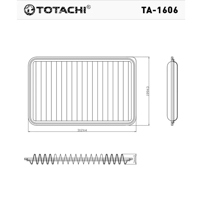 Фильтр воздушный TOTACHI TA-1606 A-472 ZJ01-13Z40 MANN C 3220 TOTACHI TA-1606