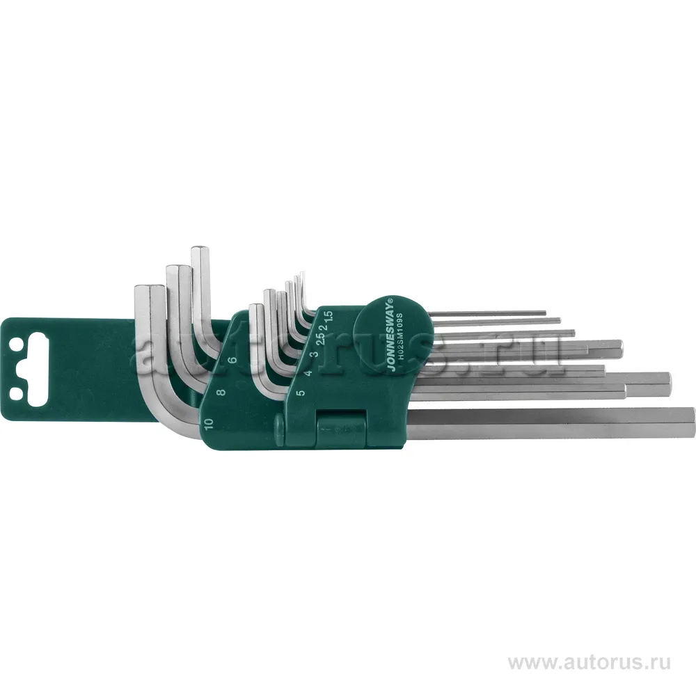 Комплект угловых шестиграников LONG 1,5-10 мм, 9 пр. S2 материал JONNESWAY H02SM109S