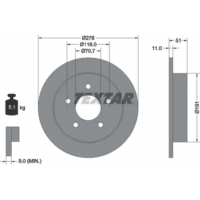 Диск тормозной задний стандартный BUICK/BUICK (SGM)/ CHEVROLET/HONDA (GAC)/ HONGQI/HYU TEXTAR 92099800